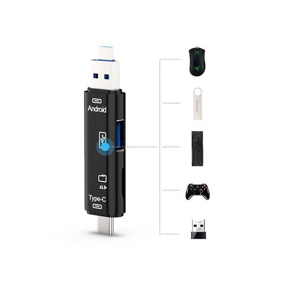 Card Reader, 3-in-1 USB 3.0 / USB C / Micro USB Card Reader - for MicroSD TF Memory Card Reader for Macbook PC Tablets Smartphones with OTG Function