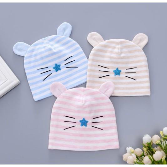 Mũ cotton sơ sinh nhiều mẫu đóng túi zip cho bé 0-1 tuổi