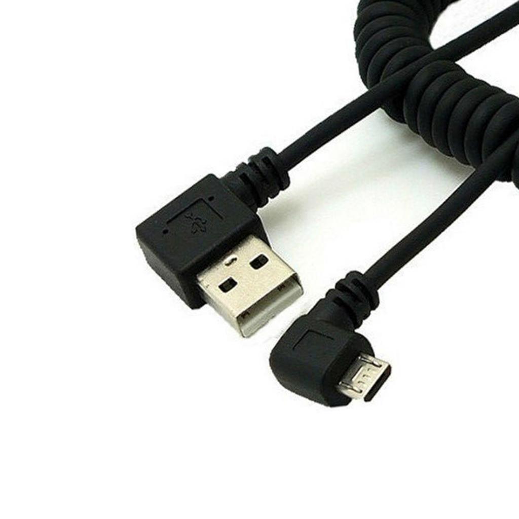 2X 90 ° Góc Xoắn Ốc Dạng Cuộn USB 2.0 A Male To Micro USB Mùa Xuân Cáp Linh Hoạt