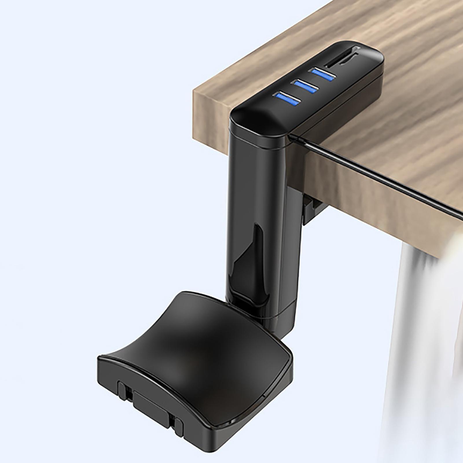 Under Desk Headphone Stand Holder, with 5 Ports Mount with USB Charger with Cable Clip Organizer