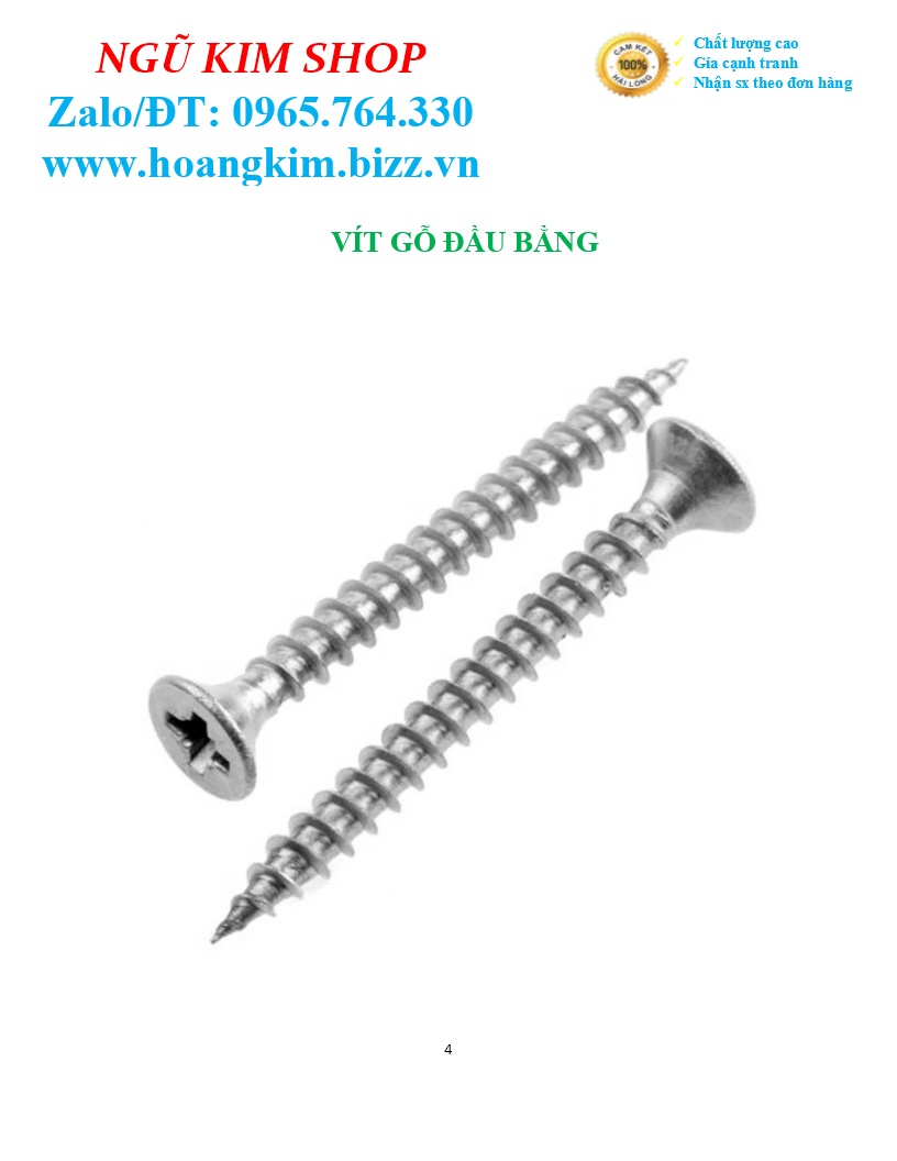 VÍT GỖ ĐẦU BẰNG M3, M3.5, M4