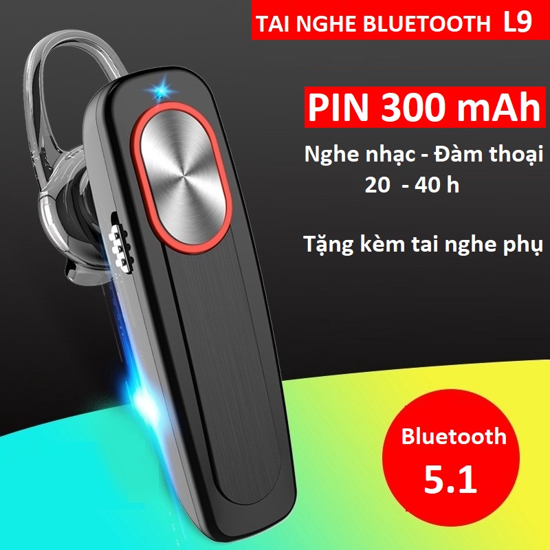 Tai Nghe Bluetooth 5.1 Pin 300mAh, Nghe Nhạc Và Đàm Thoại Liên Tục Từ 20 Đến 40 Giờ , Tặng Kèm Tai Nghe Phụ