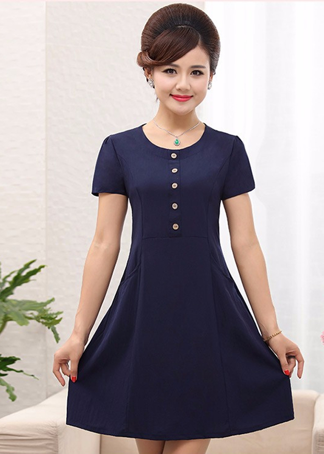Đầm Nữ Trung Niên Phối Nút TB218