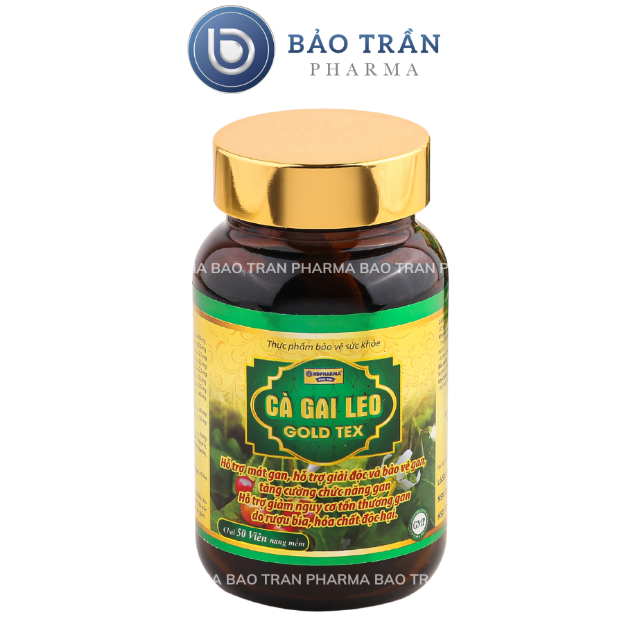 Bổ gan Cà Gai Leo Gold Tex màu vàng mát gan, giải độc gan - Chai 50 viên