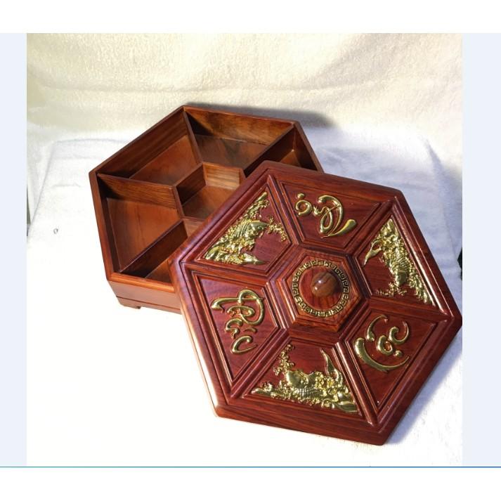 KHAY ĐỰNG BÁNH MỨT KẸO gỗ HƯƠNG VÂN loại đẹp RÁT VÀNG PHÚC LỘC THỌ - LOẠI TO