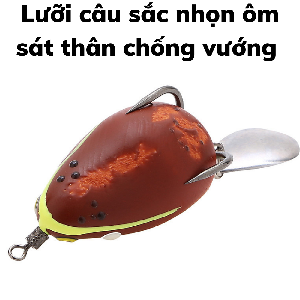 Nhái hơi câu lóc v1 Bull nặng 7g dài 4.5cm có thìa xoay, mồi nhái giả thái lan câu lure cá lóc bông đồng cá sộp cực nhạy