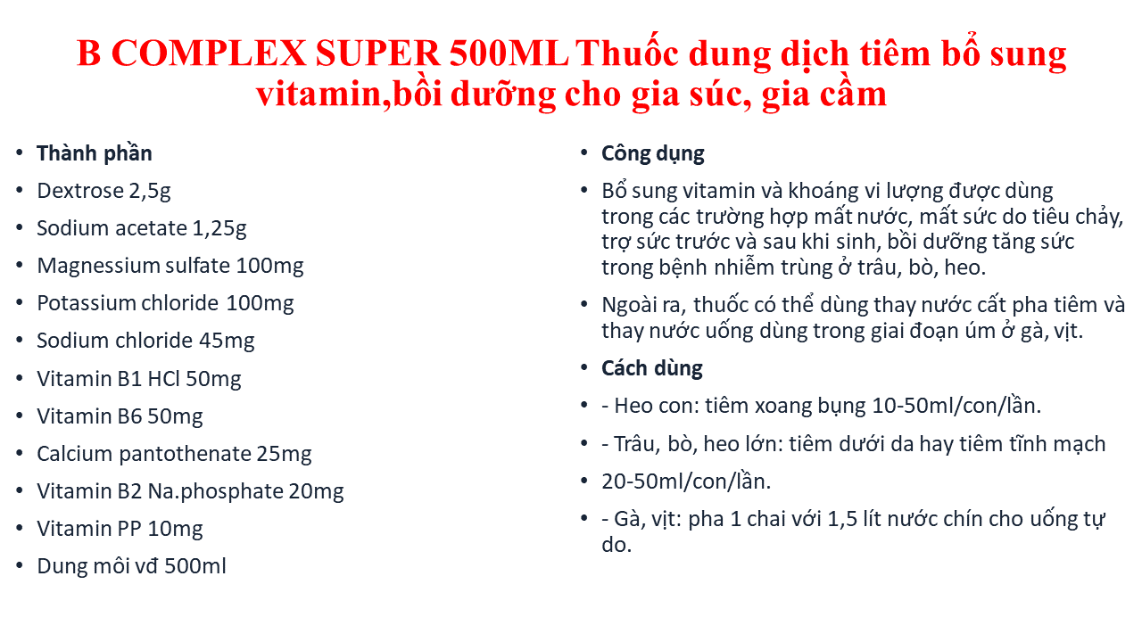 Thuốc dung dịch tiêm B.COMPLEX SUPER