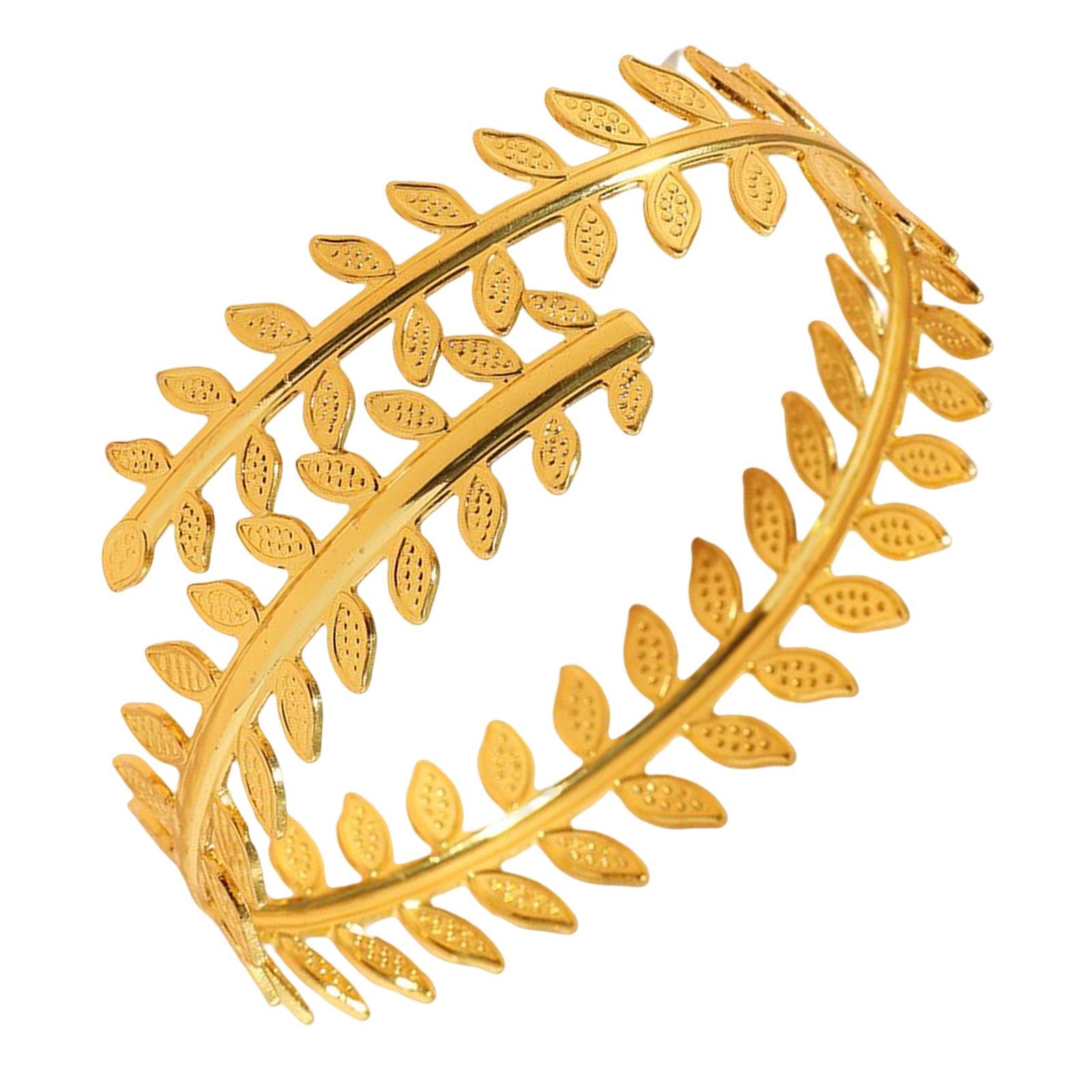 Roman Greek Leaf Feather Tassels Arm Bracelet Women Girls metal Open Upper Arm Bangle Adjustable Armlet Armband