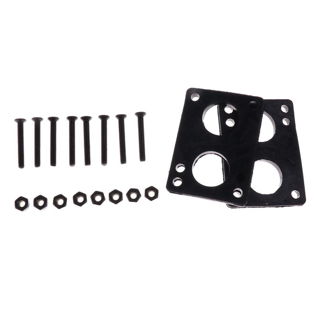 2x Skateboard Hardware Rubber Riser Pad Skateboard Hardware Screw Set Black