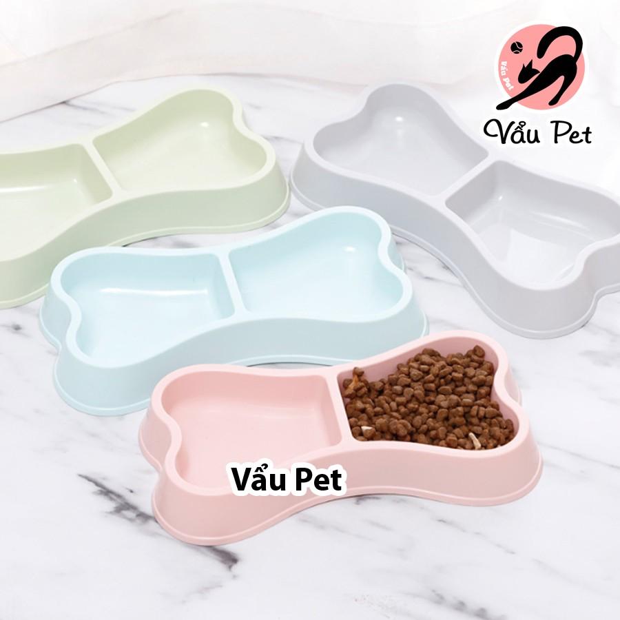 Bát ăn 2 ngăn hình xương cho chó mèo thú cưng - Lida Pet Shop