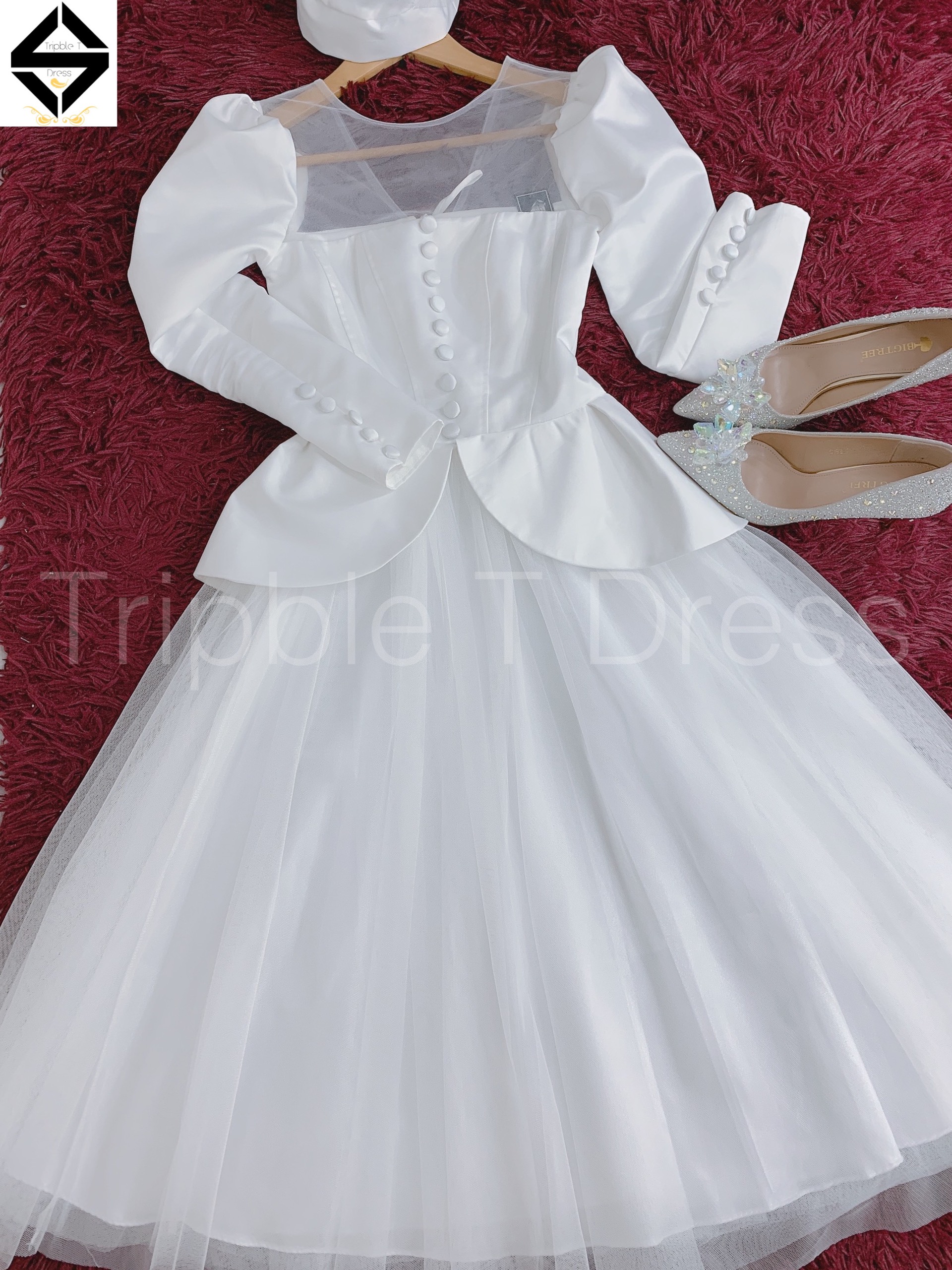 Đầm xoè phong cách quý tộc sang trọng kèm nón đội đầu TRIPBLE T DRESS - size S/M/L - MS174Y