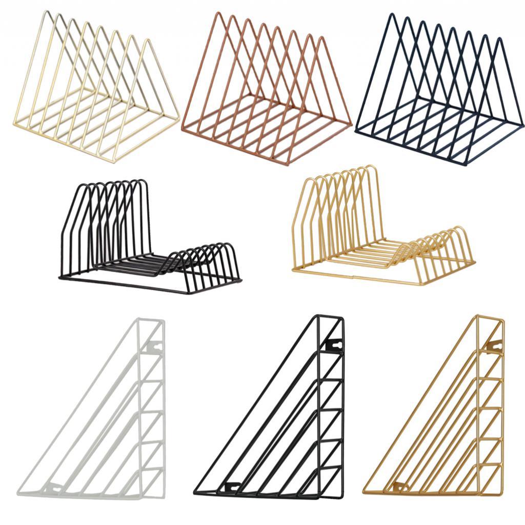 Triangle Book Holder Minimalist Bookshelf Desktop Organizer Rack A Gold
