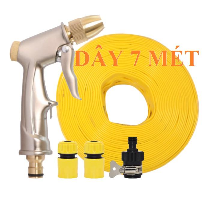Bộ dây vòi xịt ️bơm nước phun sương️ , tăng áp 3 lần, loại 7m, 10m 206701-1 đầu đồng,cút,nối đen+ móc khoá