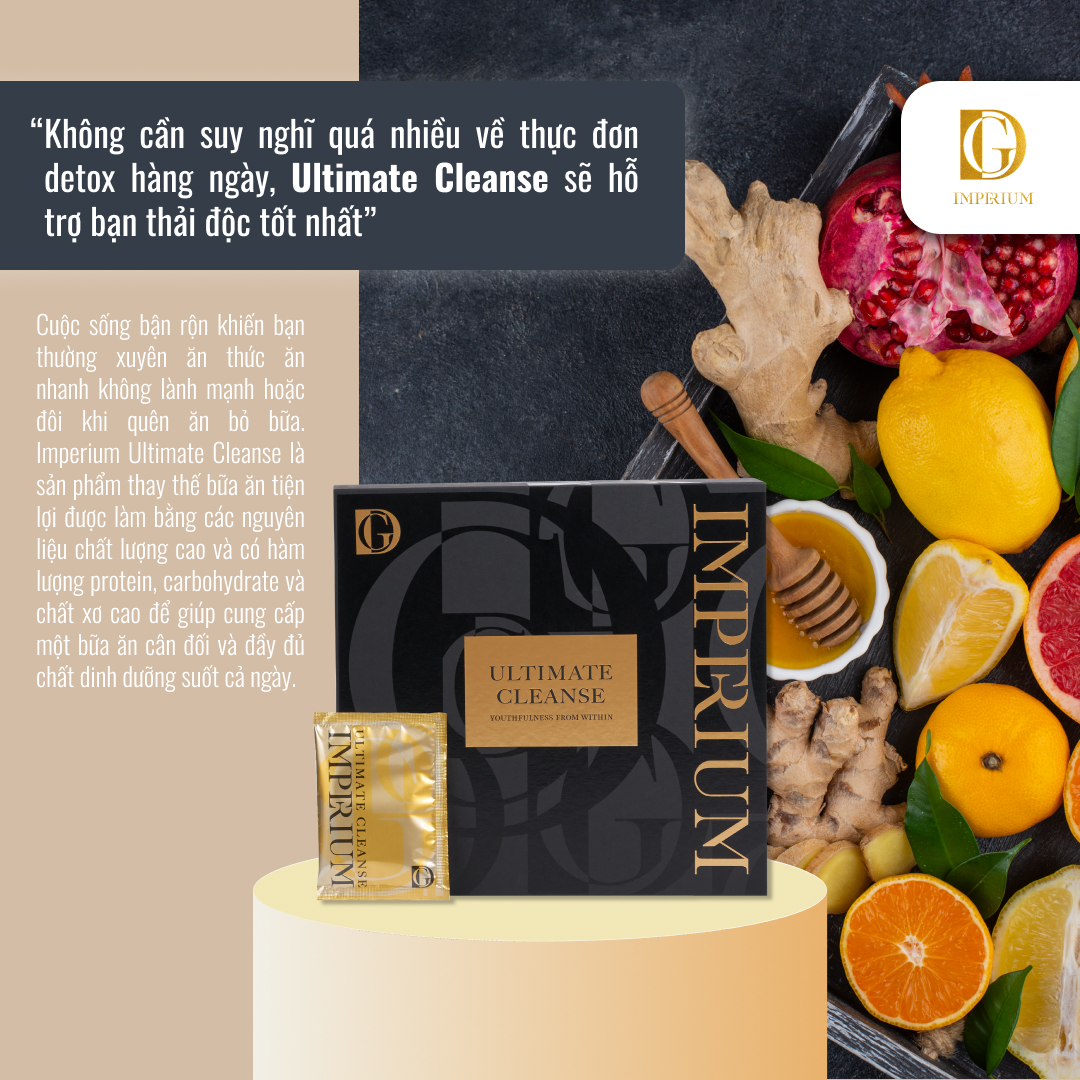 Thức uống dinh dưỡng IMPERIUM ULTIMATE CLEANSE hỗ trợ giải độc, phục hồi và trẻ hóa cơ thể cho một cuộc sống tràn đầy năng lượng, thích hợp để tặng cho bạn bè, cấp trên và người thân