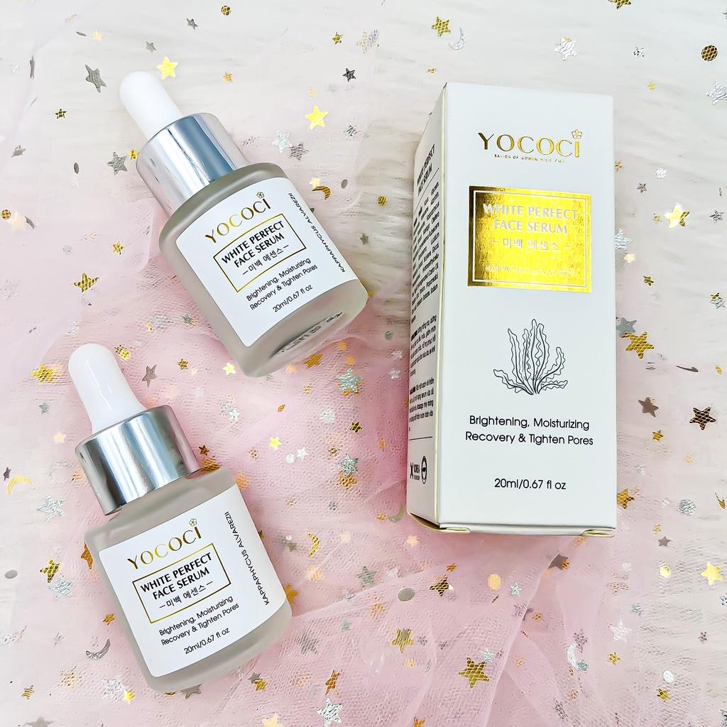 Bộ 3 sản phẩm Yococi Perfect gồm 1 serum dưỡng trắng da 20ml, 1 kem dưỡng trắng body 150g & 1 nước tẩy trang 150ml