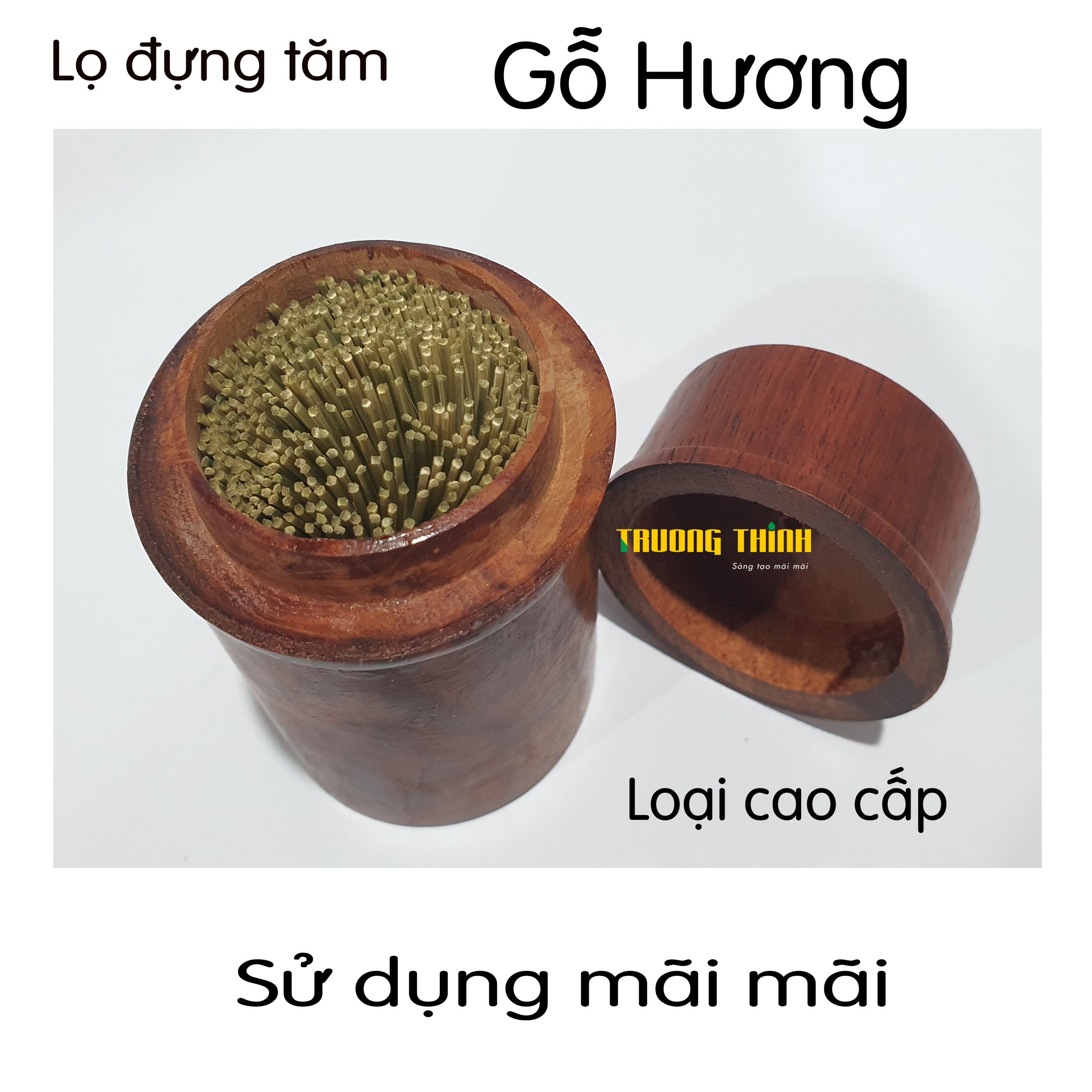 Lọ Đựng Tăm Bằng Gỗ Hương Cao Cấp Trường Thịnh Tiện Dụng Bền Đẹp Sang Trọng Tiết Kiệm – Hình Trụ Tròn.