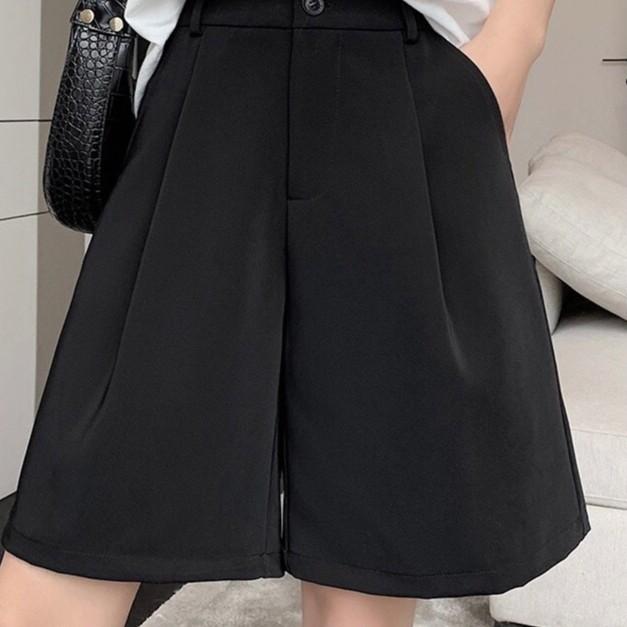 Quần Short Cạp Cao Hai Màu Đen Be và áo Croptop Phong Cách_C30