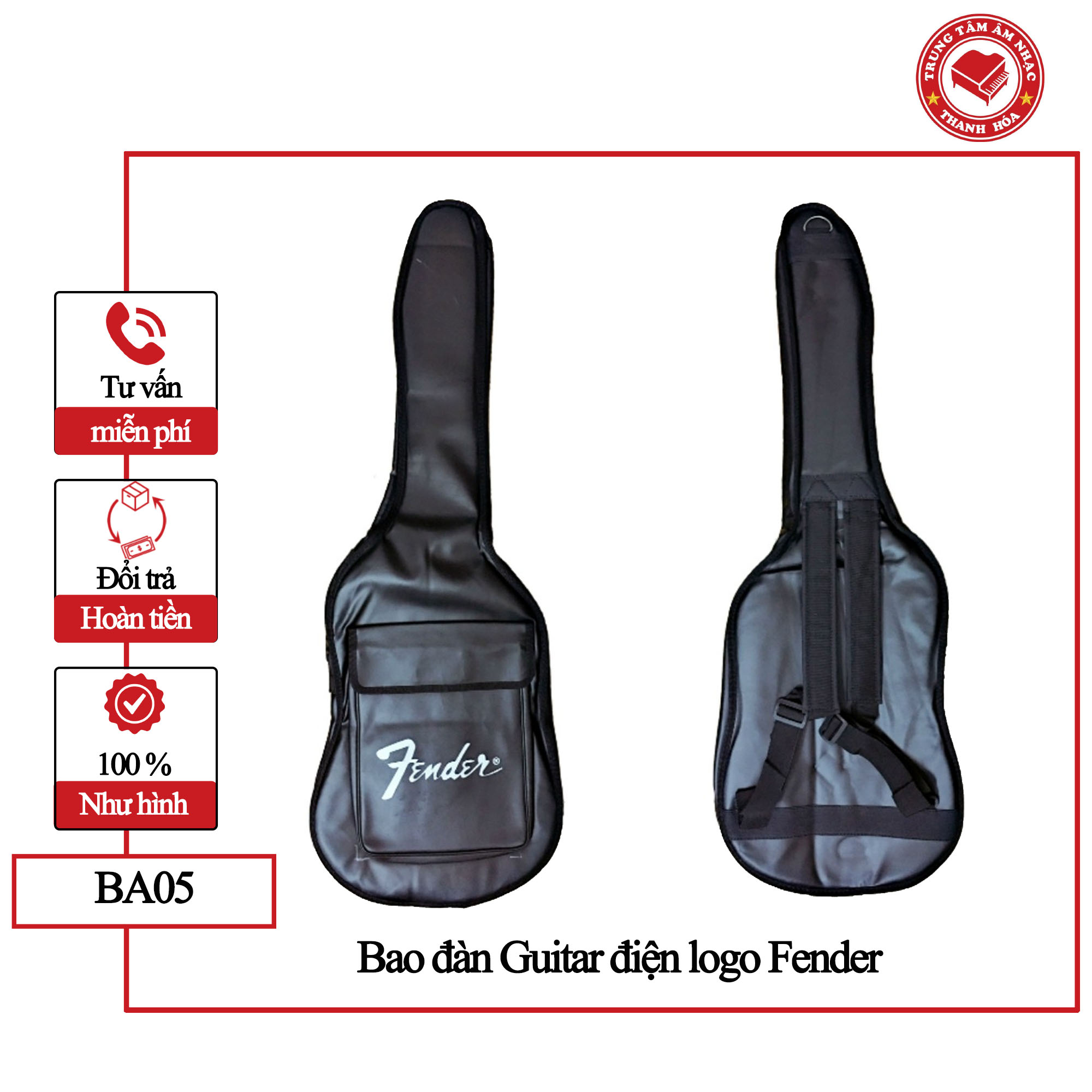 Bao da 3 lớp dành cho đàn Guitar điện logo fender