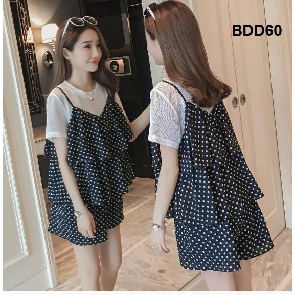 BỘ ĐỒ BẦU CHÂM BI ĐI CHƠI SANG CHẢNH BDD60