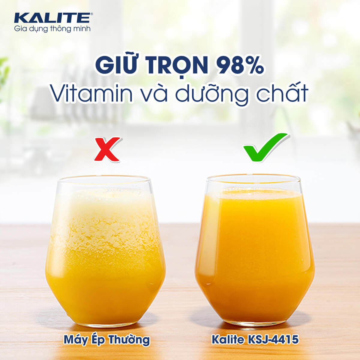 Máy Ép Trái Cây, Máy Ép Chậm Mini KALITE KSJ4415 Tiêu Chuẩn Châu Âu Dung Tích 400 ML Công Suất 200 W - Hàng Chính Hãng