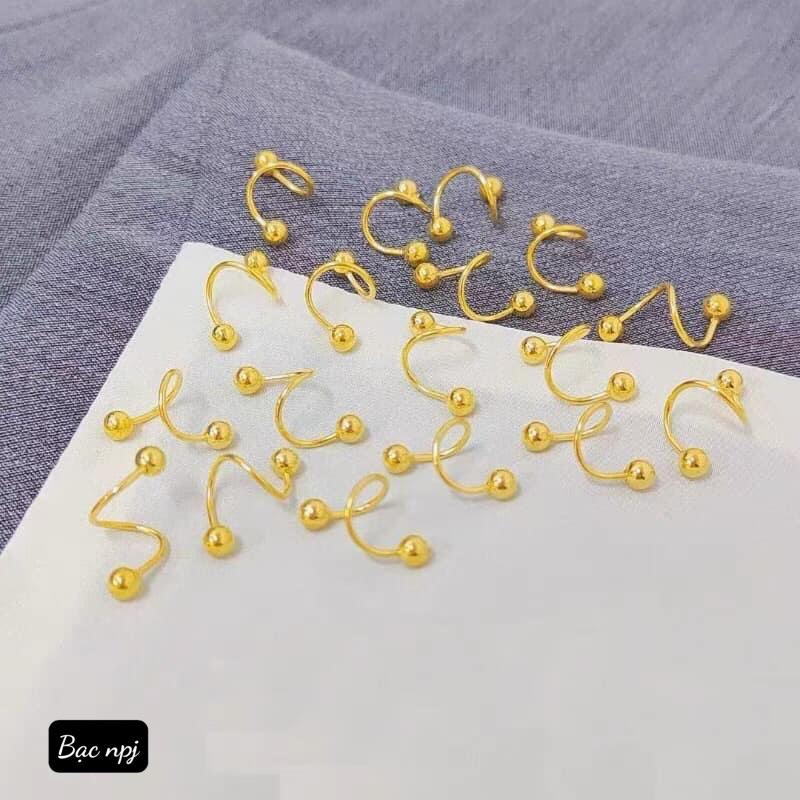 Bông tai bi cong trơn , hoa tai vẹn ren Bạc Ta - bạc Npj