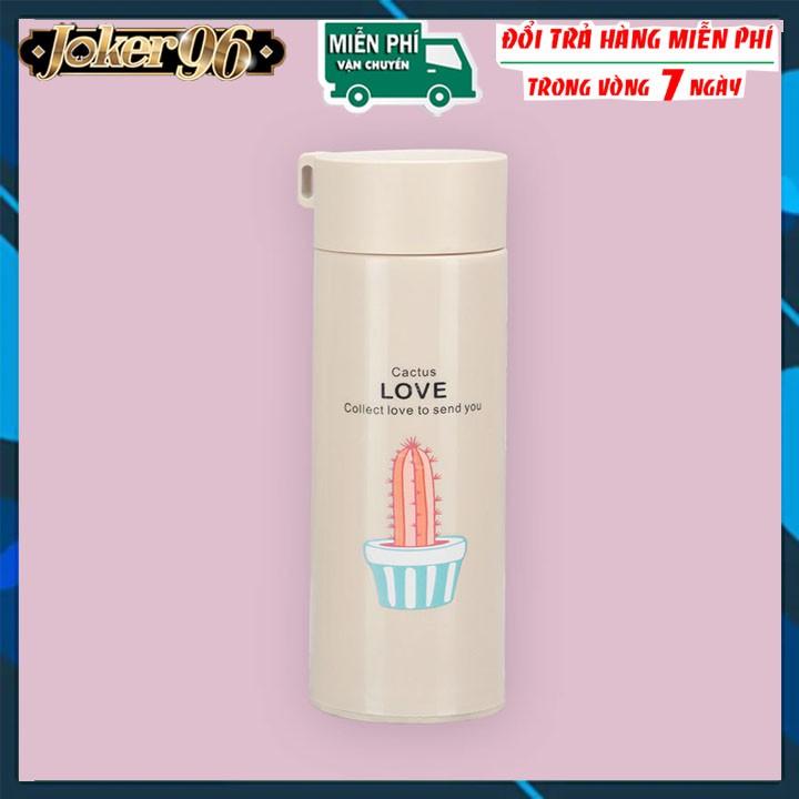 Bình giữ nhiệt in hình xương rồng 450ml lõi thủy tinh bọc và nhựa lúa mạch có dây sách tiện dụng