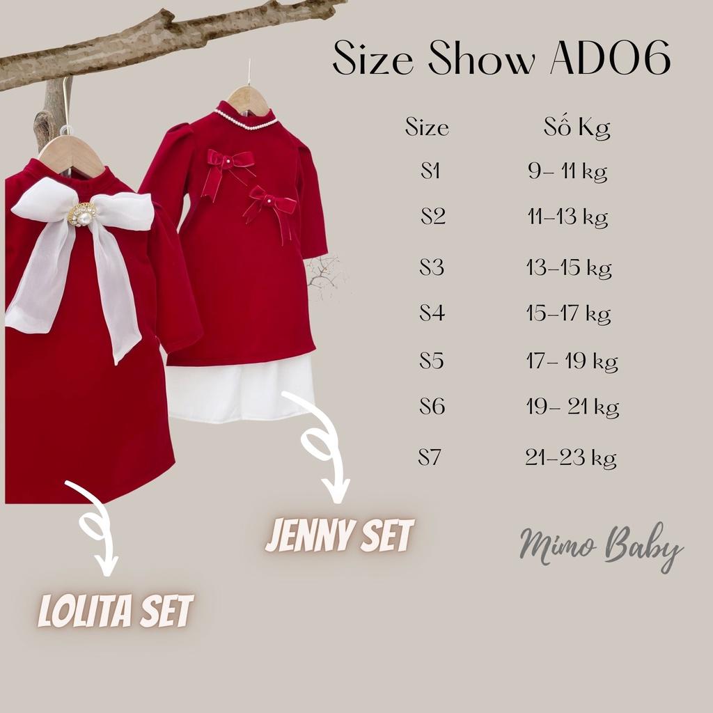 Áo dài nhung đỏ cao cấp hàng thiết kế cho bé Mimo Baby AD06