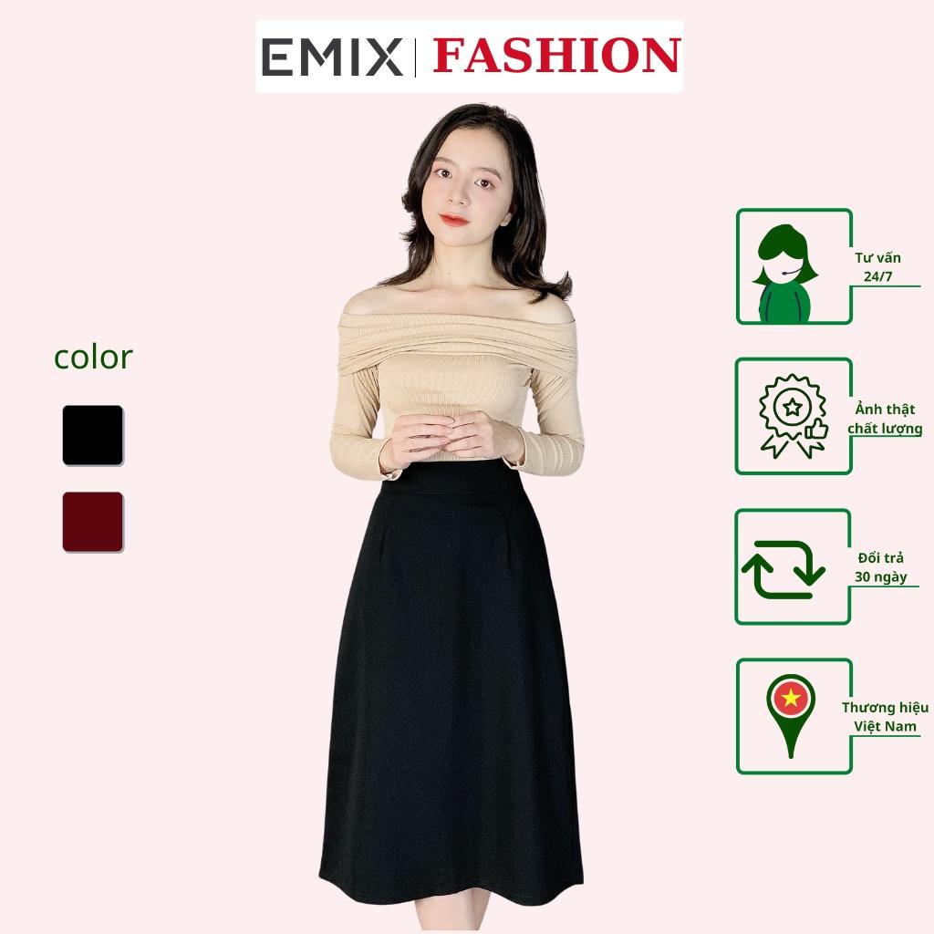 Chân váy công sở mã 809 EMIX , dáng dài, midi, cạp cao, khóa sau, vải tuytxi, mềm mịn, đứng dáng