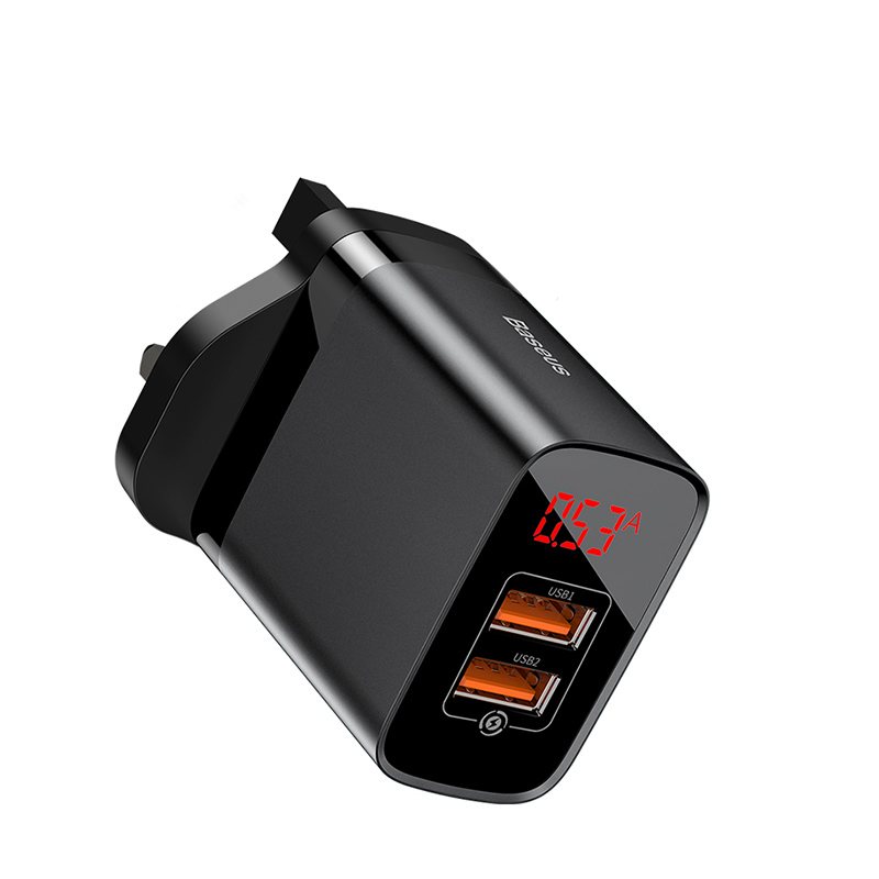 Cốc sạc nhanh PD3.0/QC 3.0 Baseus Mirror Lake PPS Digital Display Quick Charger 18W, 2 cổng sạc , hỗ trợ FCP/AFC/PPS/PD/QC 3.0 Full Quick Charge Protocol chân cắm UK - Hàng chính hãng