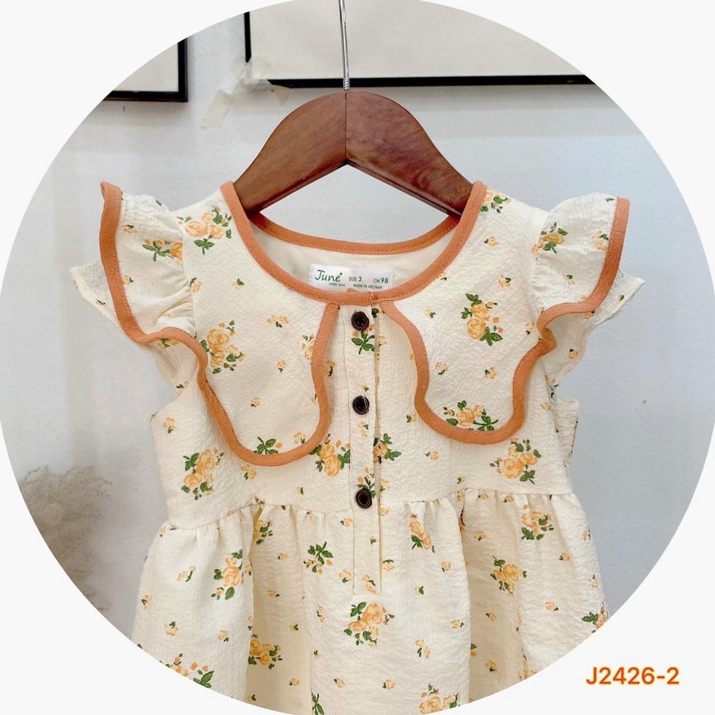 Đầm váy hoa mùa hè cho bé gái cổ sen bồng bềnh đi chơi đi học mát từ 10-30kg hàng thiết kế cao cấp