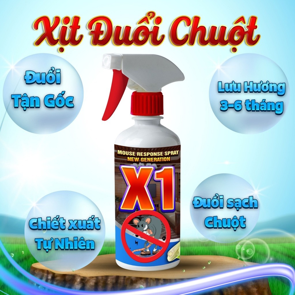 Chai Xịt Đuổi Chuột, Côn Trùng X1 - Thảo Dược An Toàn, Tặng Kèm Vòi Xịt Hết Chuột Chỉ Sau 1 Lần Xịt