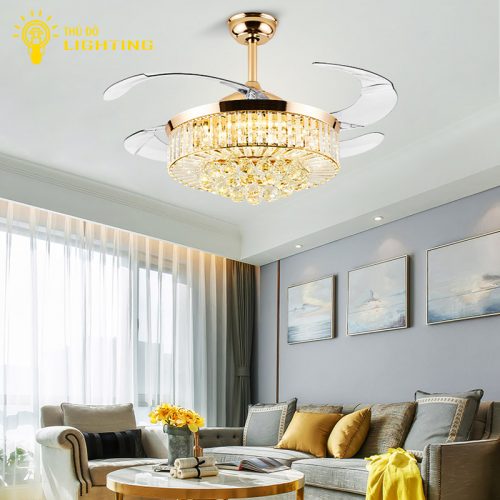 Quạt Trần Có Đèn Led Trang Trí Phòng Khách Phòng Ngủ 3 Cánh 6156 Led 3 Chế Độ Màu Điều Khiển Từ Xa Thông Minh