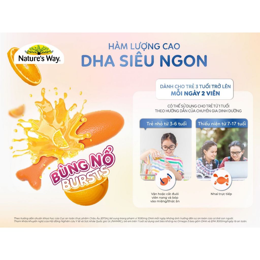 Viên Nhai DHA Cho Bé Nature's Way Kids Smart DHA 300mg Triple Strength (50 viên)