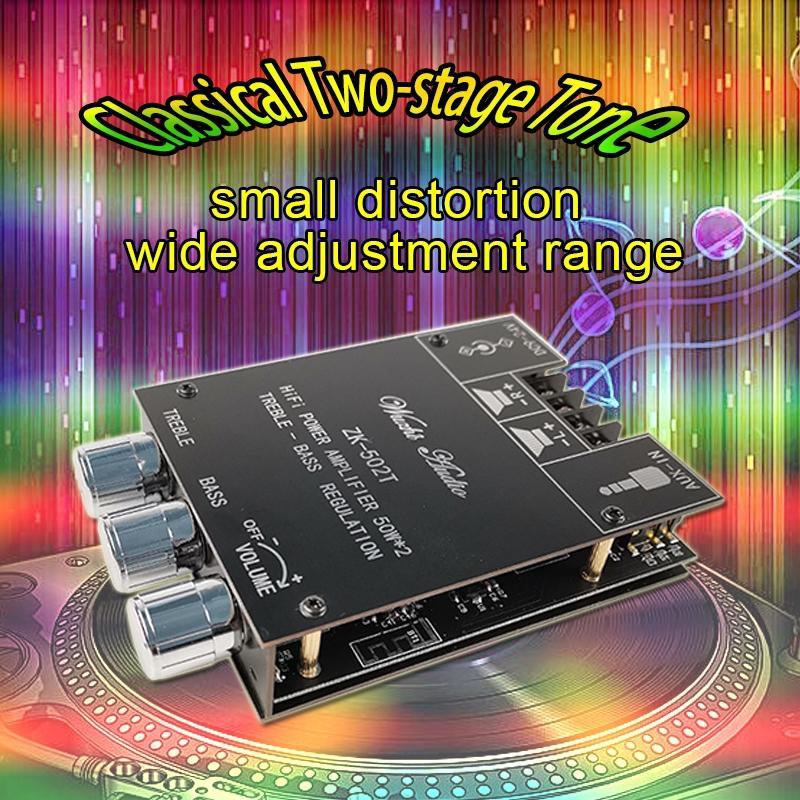 Bảng mạch khuếch đại loa siêu trầm ZK-502T Bluetooth 5.0 TPA3116D2 kênh kép 2 * 50W Bass AMP