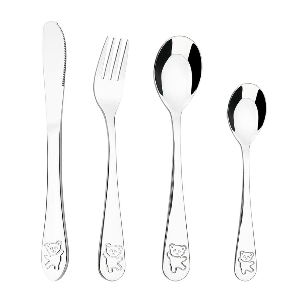 18/10 Bộ Dao Kéo Hợp Kim Inox Muỗng Cà Phê Muỗng Nĩa Bộ Ăn Dặm Cho Bé Thìa Trẻ Em Chén Ăn Cho Bé Kiềng Bạc Bộ Phụ Kiện