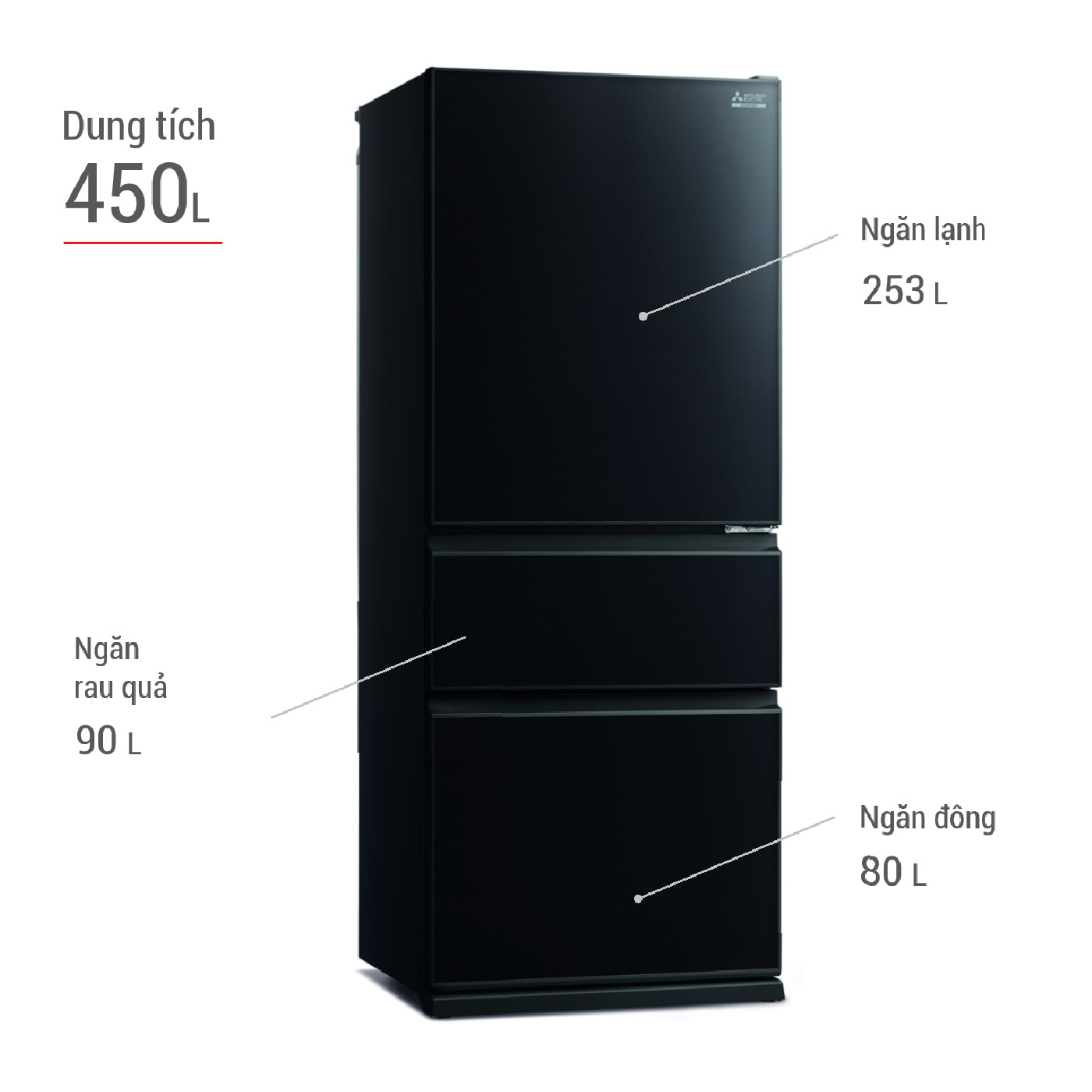 Tủ lạnh Mitsubishi Inverter 450 lít MR-CGX56EP-GBK-V - Hàng chính hãng