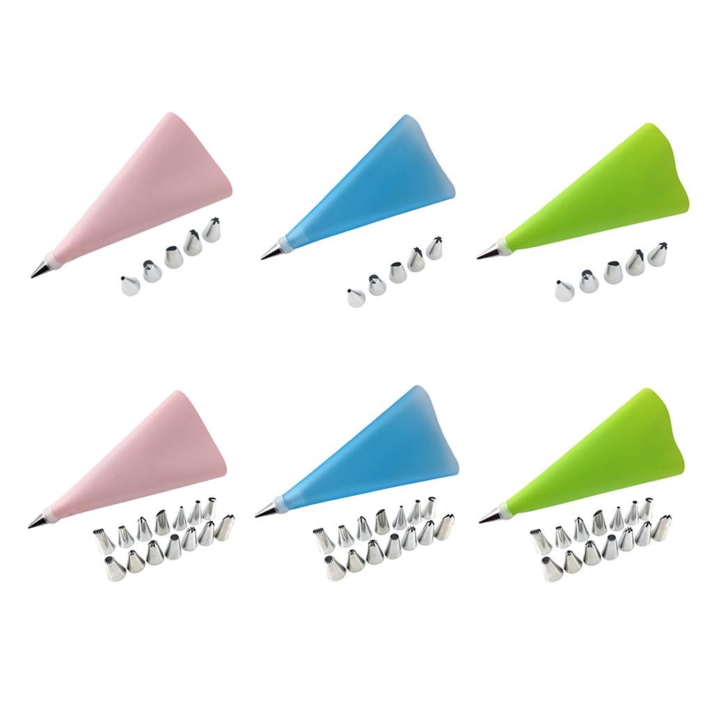 2Set Piping Pastry Bag Stainless Steel Nozzles Cake Decor DIY Tools Set