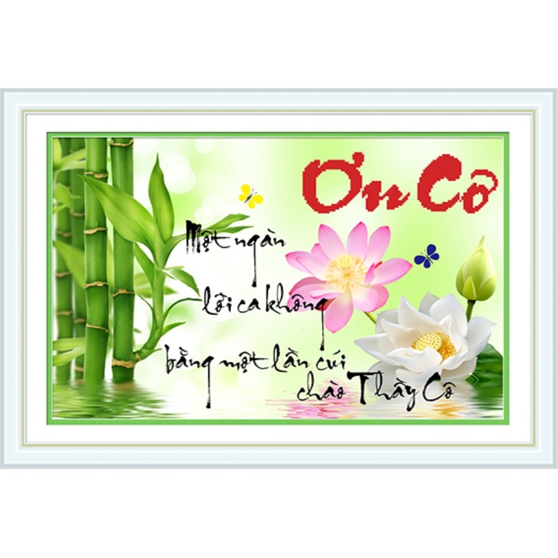 Tranh đính đá Ơn Cô chưa đính