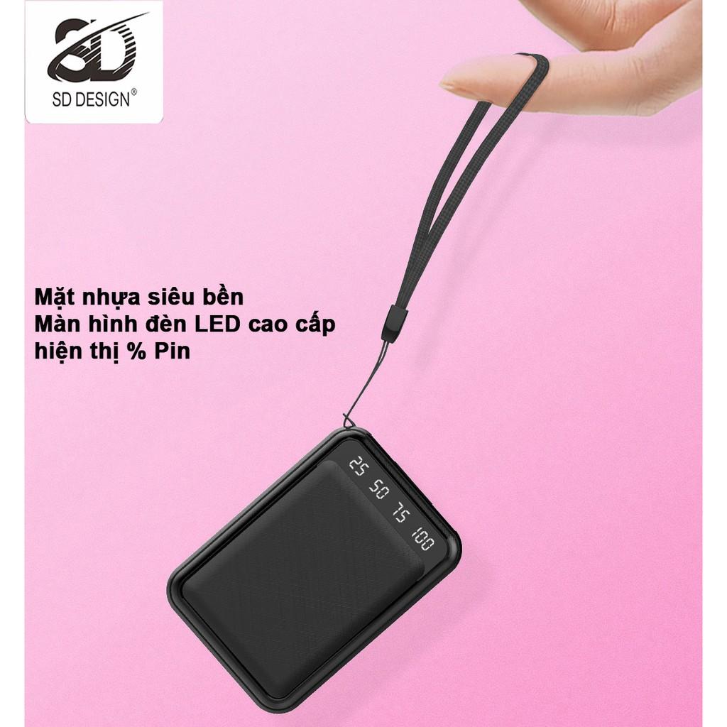 Sạc dự phòng Mini SD DESIGN P300 Dung Lượng 10.000 mAh sạc pin nhanh chóng, an toàn