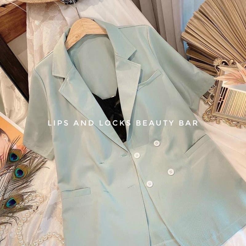 Áo Blazer Xanh Tay Lỡ Freesize - Kèm Hình Thật