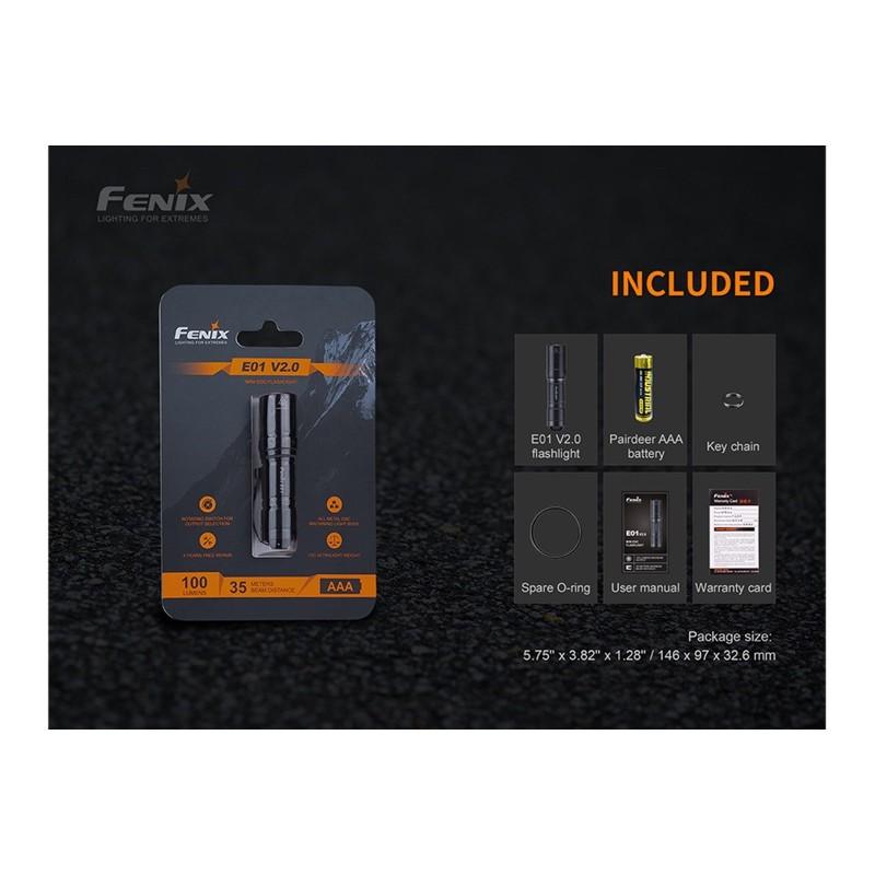 FENIX - Đèn pin Fenix - E01 V2.0 (đen) -100 lumens