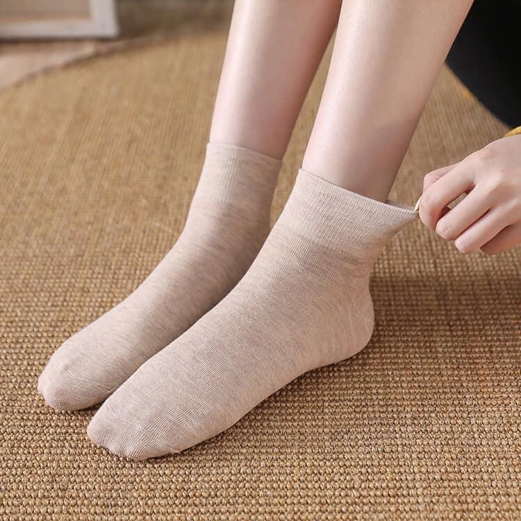 LỐ 10 ĐÔI TẤT NỮ MUỐI TIÊU 1 MÀU PHONG CÁCH VINTAGE