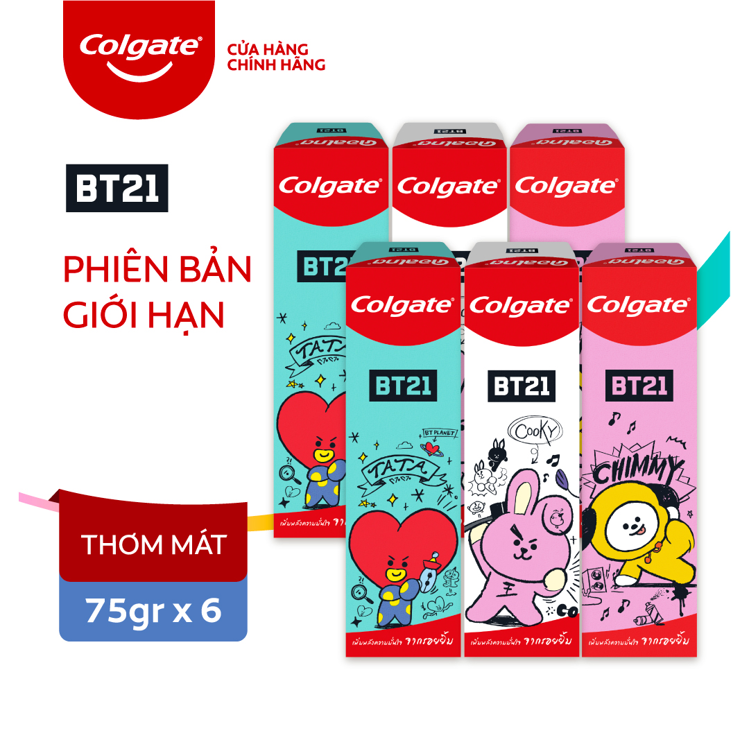 Bộ 6 Kem đánh răng Colgate  BT21 - Nụ cười tự tin 75gx6 phiên bản giới hạn