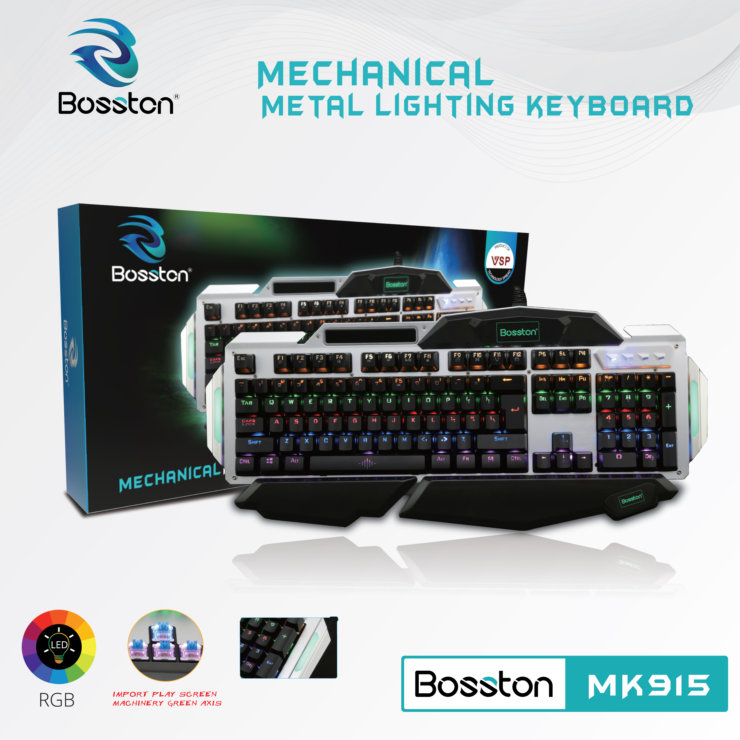 Bàn Phím Cơ Bosston MK915 Full Led CHÍ.NH/HÃNG