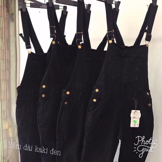 Quần yếm jean nữ đen tuyền