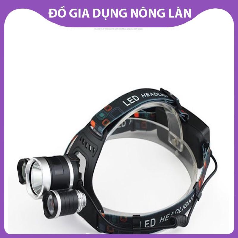 Đèn pin đội đầu 3 bóng led T6 siêu sáng, đèn pin, đèn sáng tiện lợi NL Shop