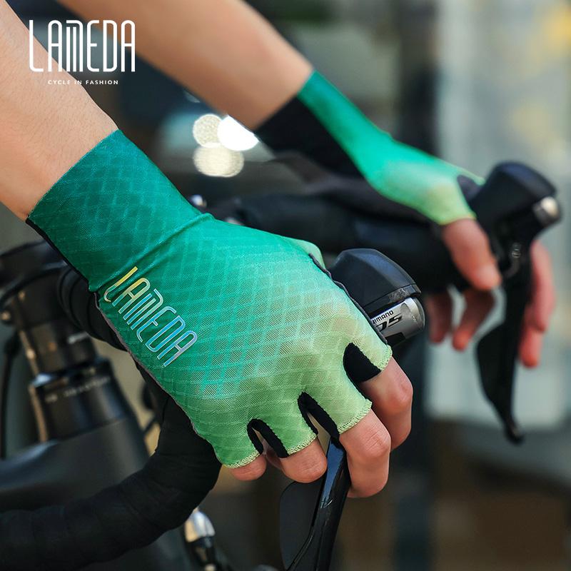 Găng tay đi xe đạp nửa ngón LAMEDA dành cho cả nam và nữ mùa hè thiết bị giảm xóc xe đạp địa hình chuyên nghiệp Color: Indigo Blue Size: S