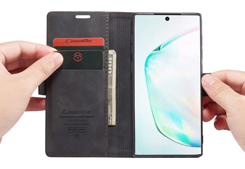 Bao da bò thật dạng ví chính hãng Caseme dành cho Samsung Note 10 Lite ( A81 ) - Hàng chính hãng