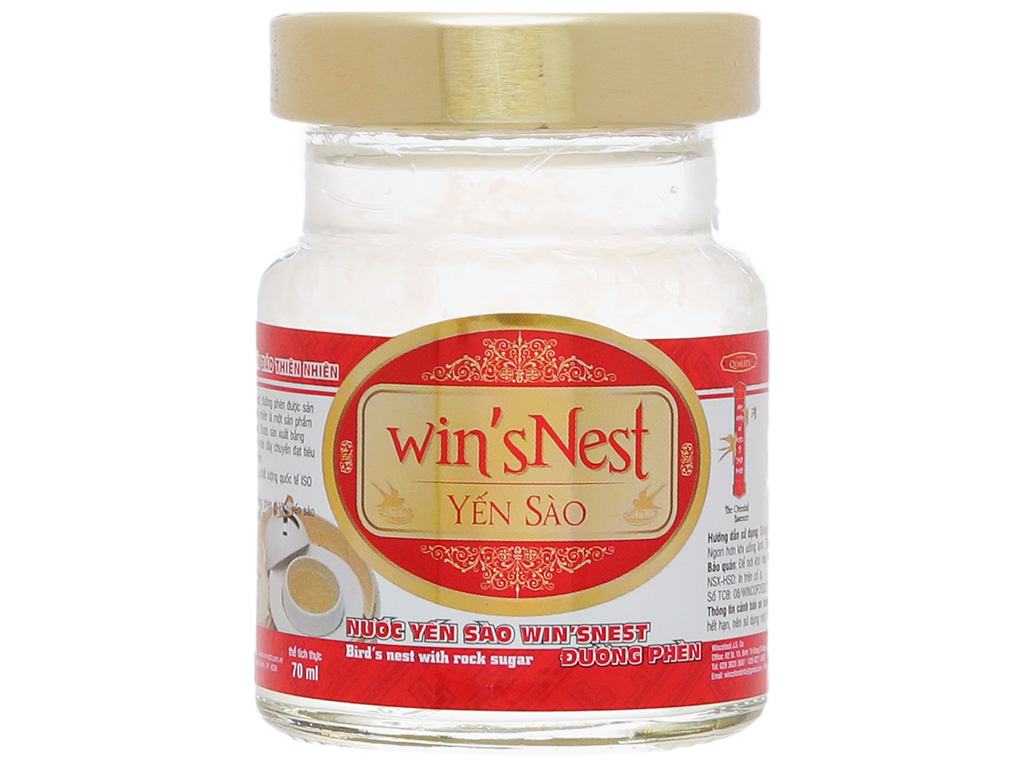 (Thùng Yến Xuân) 6 Hộp Nước Yến Sào win'sNest Đường Phèn 12% (6 Lọ * 70 ml / Hộp)