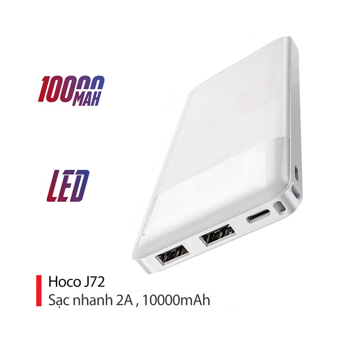 Pin dự phòng Hoco J72 dung lượng 10000mAh tích hợp đèn Led chất liệu PC chống cháy - Hàng chính hãng